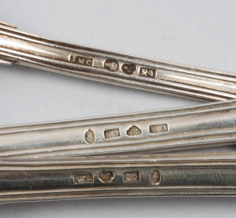 BESTICKSERVISDELAR, 10 delar, silver, flertal smeder bla Christopher Creutz, Stockholm, 1840-70-talet.