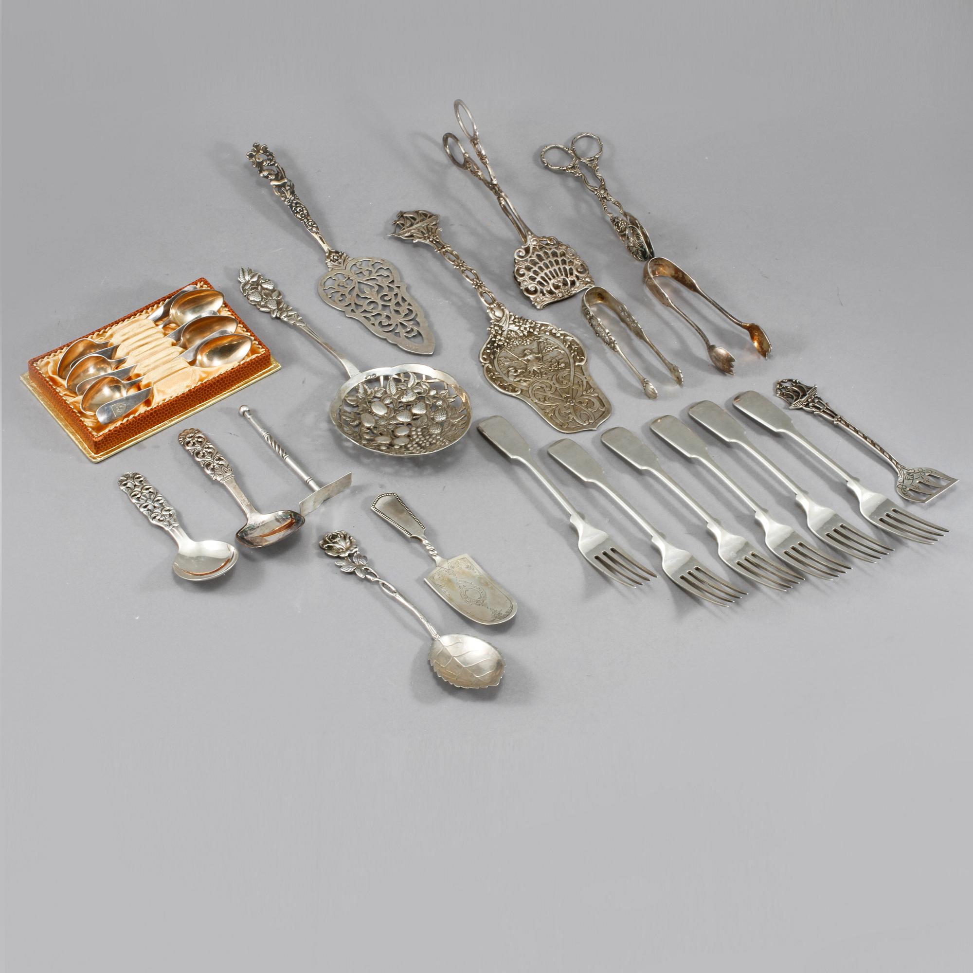 PARTI SILVER, 25 delar, mestadels utländska stämplar, 1900-tal. Vikt 794 g.