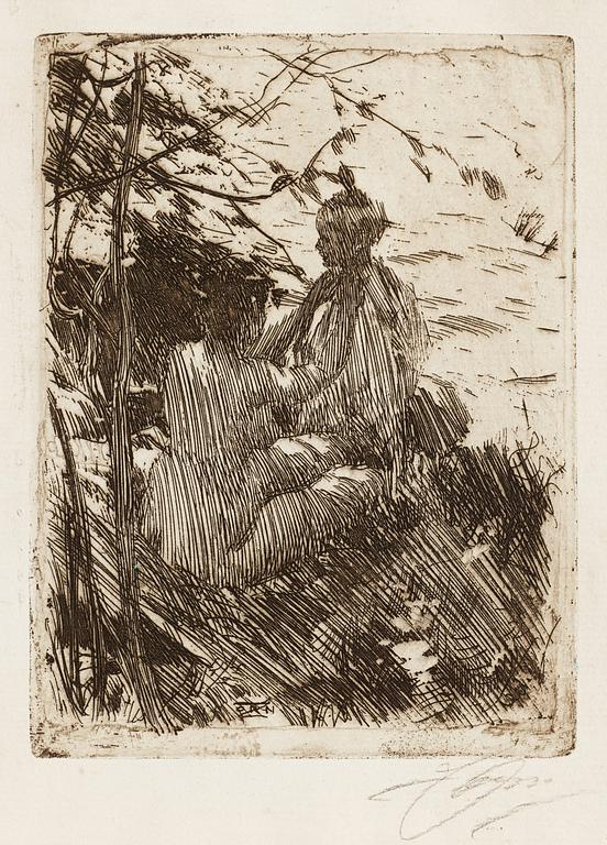 ANDERS ZORN, etsning (III état av III), 1890, signerad med blyerts.