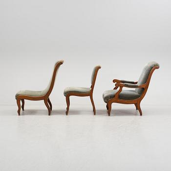 A set of 9 pieces of furniture, probably France and mid 19th century.