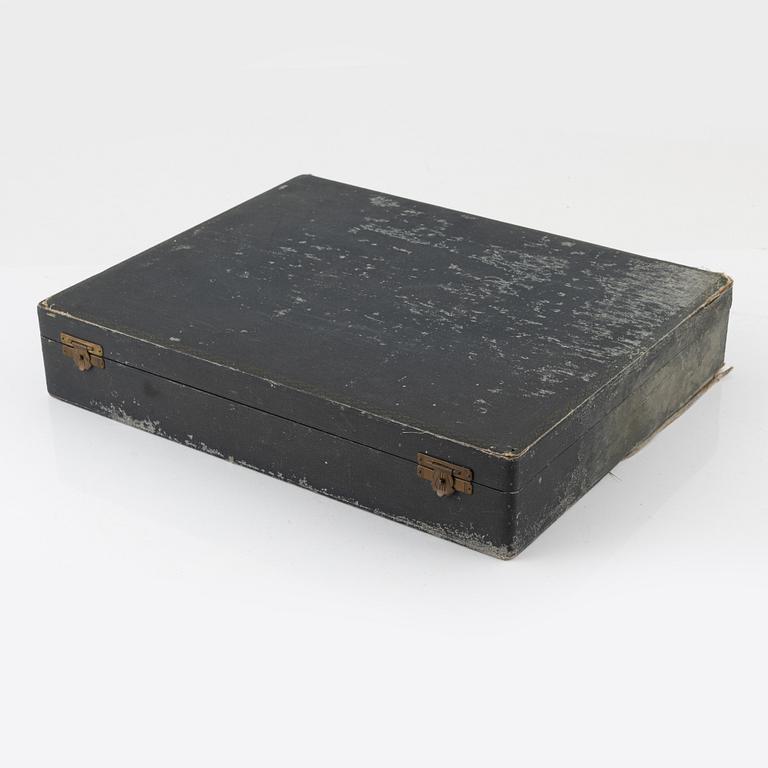 Fiskbestick i schatull, 26 delar, silver, WT Binder, Bremen, Tyskland omkring år 1900.