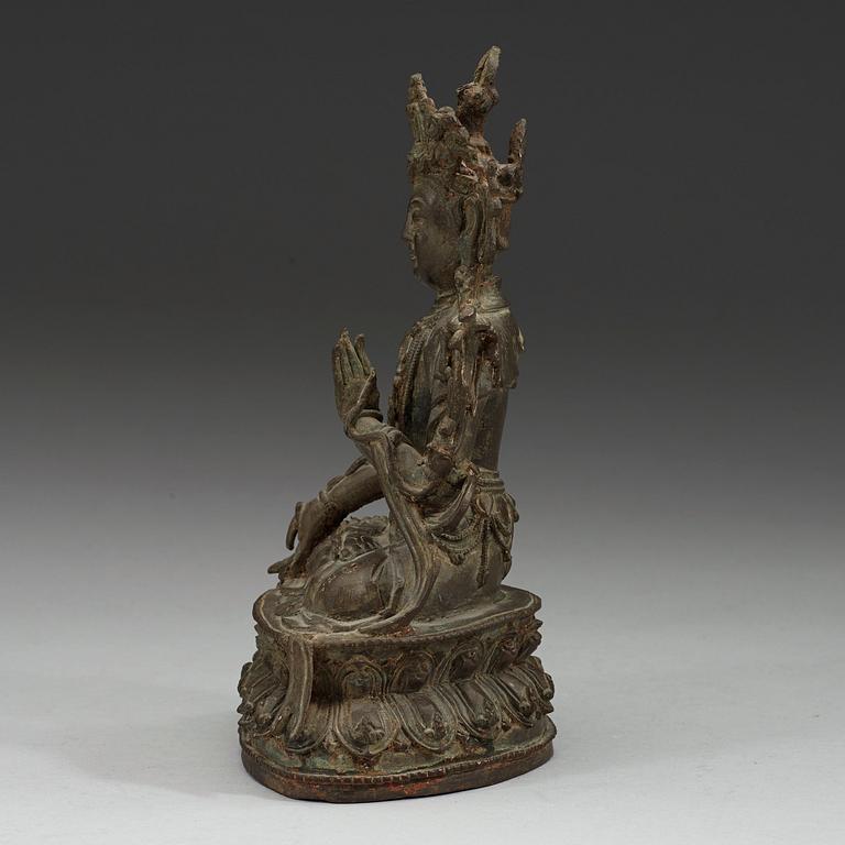 A bronze figurine of Maitreya Bodhisattva, Ming dynasty, 17th century.