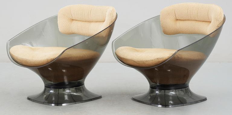 STOLAR, ett par, "Space age plexi ball chair" Raphel Raffel, 1960/70-tal.