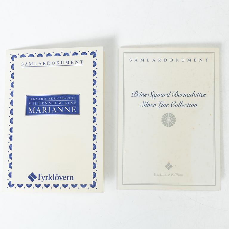 Sigvard Bernadotte, mat- och kaffeservis, 185 delar, "Millennium-line Marianne", Christineholm, Fyrklövern.