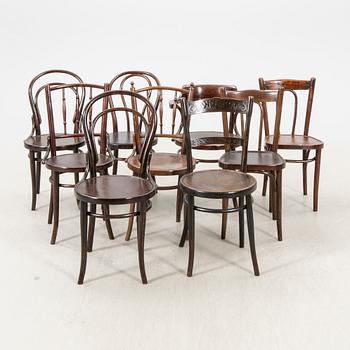 A set of nine different chairs early 1900s.