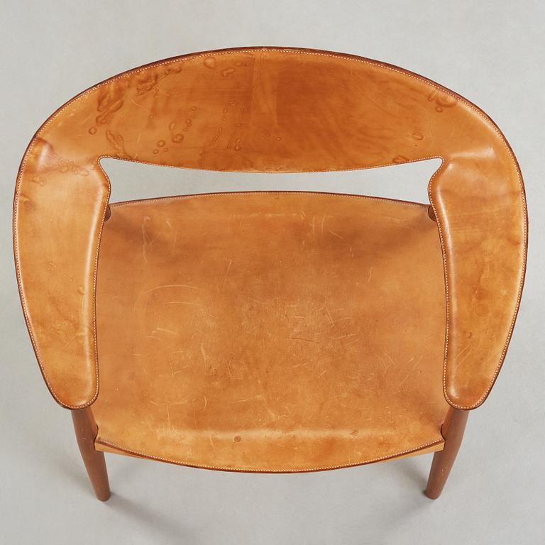 An Aksel Bender Madsen & Ejner Larsen teak and leather 'Metropolitan Chair', Willy Beck, Denmark 1950-60's.