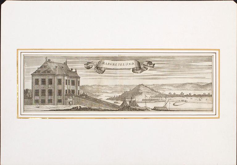 GRAVYRER, 4 st, ur "Svecia Antiqua et Hodierna", 1700-tal.