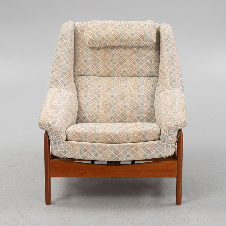 Folke Ohlsson, fåtölj med fotpall, "Profil", Dux, 1960-tal.