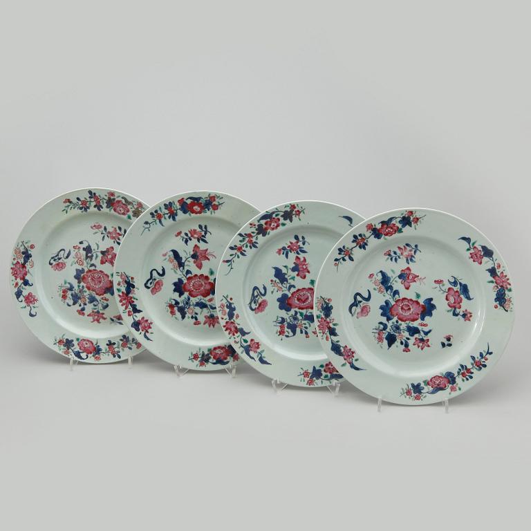 TALLRIKAR, 4 st, porslin, Kina, Qianlong, 1700-tal.