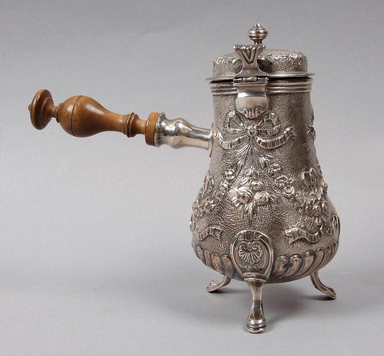 CHOKLADKANNA, silver, Denis Colombier, Paris. 1700/1800-tal.