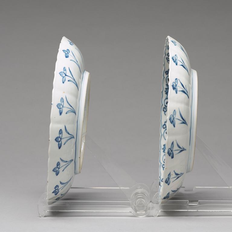 Two blue and white dishes, Qing dynasty, Kangxi (1662-1722).