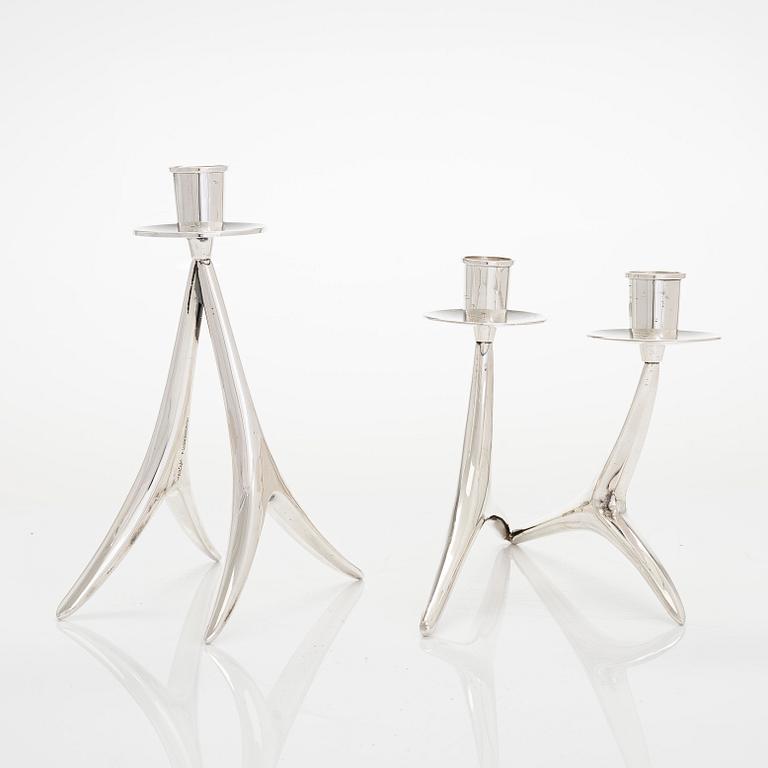 Anna-Greta Eker, two silver candlesticks, Auran Kultaseppä Oy, Turku 1958 and 1978.