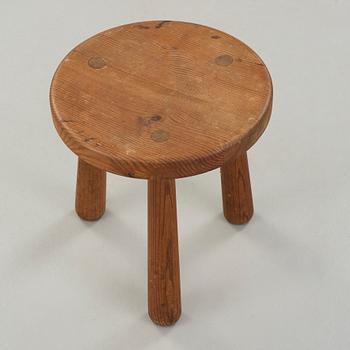 Axel Einar Hjorth, an 'Utö' stained pine stool, Nordiska Kompaniet, Sweden 1930's.