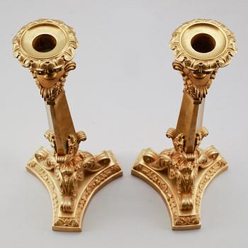 LJUSSTAKAR, 1 par, senempire, 1800-talets mitt.