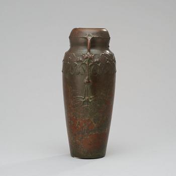 A Hugo Elmqvist Art Nouveau patinated bronze vase by Elsa Kock, Stockholm, early 1900's.