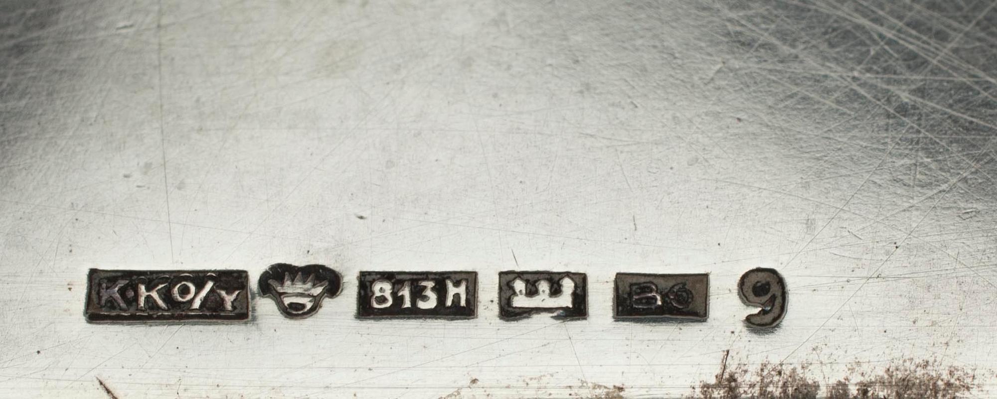 SKRIVSET, silver, glas och trä, 3 delar, Tavastehus Finland 1930-tal.