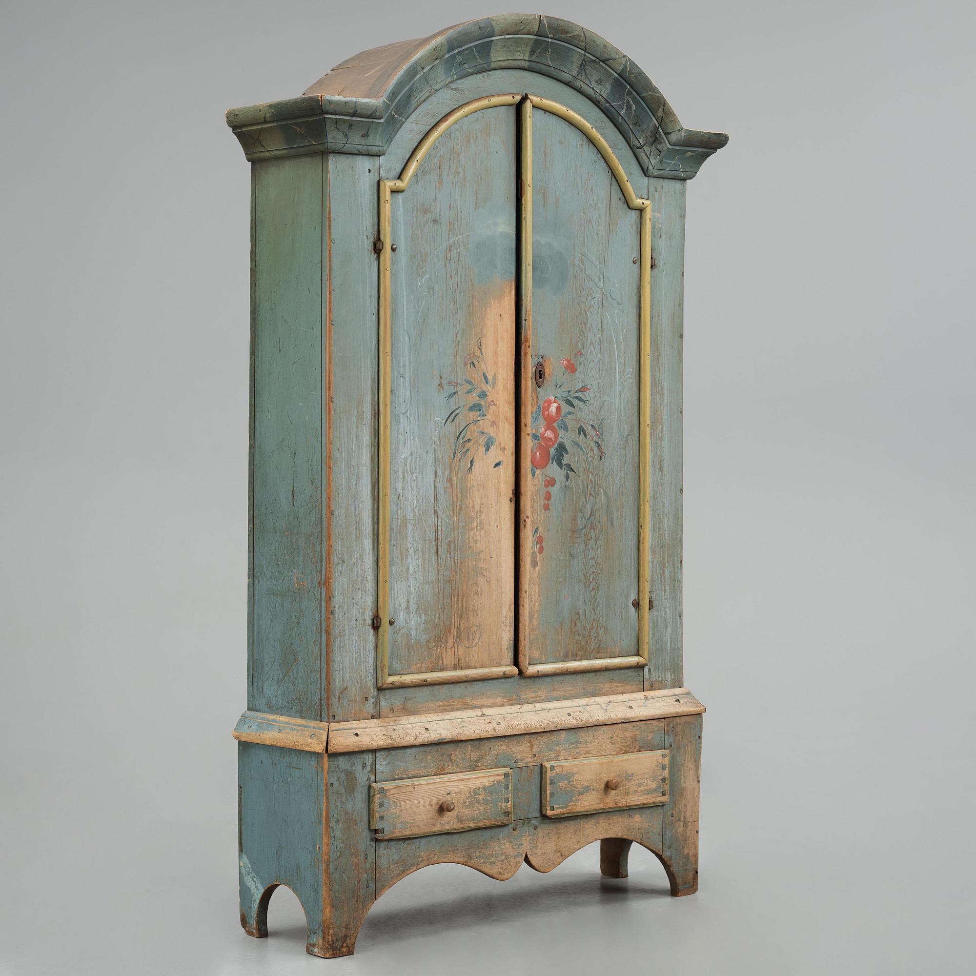 A Swedish polychrome-painted cabinet from Jämtland, presumably painted by Pehr Sundin (1760-1827).