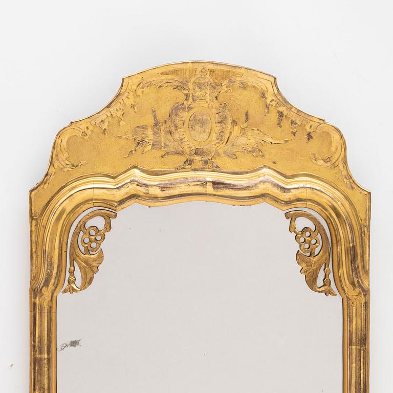 A Swedish giltwood rococo mirror, later part 18th century.