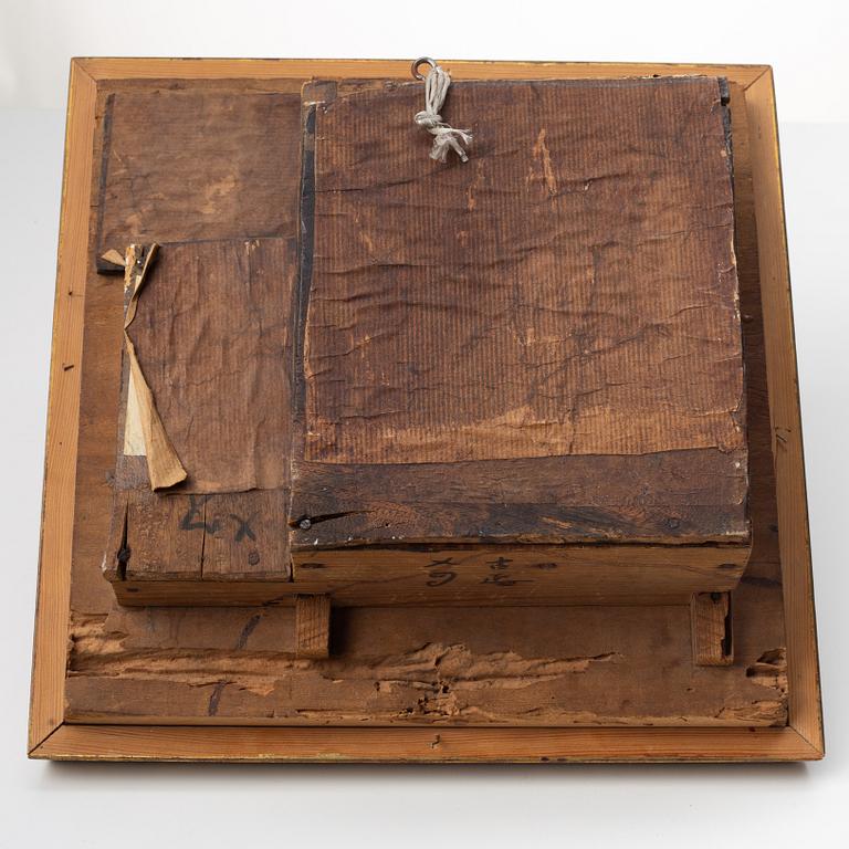 A Chinese wooden panel in deep relief, Qing dynasty, 19th century.