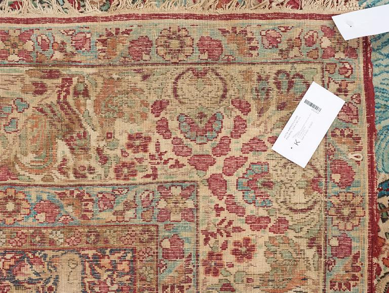 RUG. Antique Kerman Laver Figural. 224 x 142 cm.