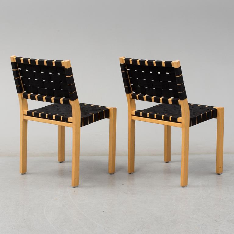 Six end of the 20th century model 611 chairs by Alvar Aalto for Artek, Finland.