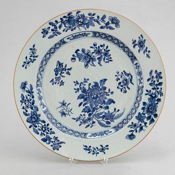 A Chinese blue and white dish, Qing dynasty, Qianlong (1736-95).