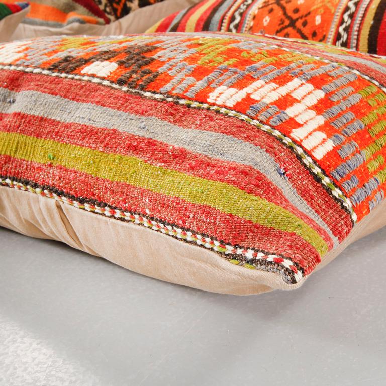 Six kelim pillows, modern made.