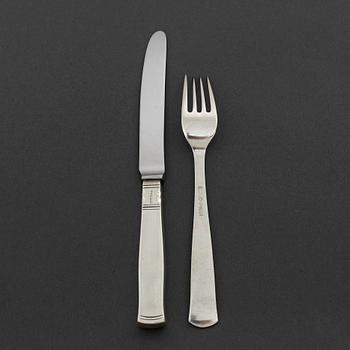 JACOB ÄNGMAN, smörgåsbestick, 24 delar, silver. "Rosenholm", GAB, bla Stockholm 1964.