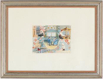 Anna Palm de Rosa · ANNA PALM DE ROSA, "Devant le pavillon Suedois", akvarell, signerad.
