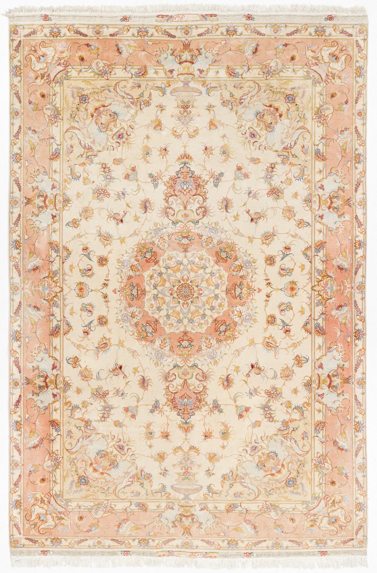 Rug, Tabriz, part silk, approx. 302 x 203 cm.