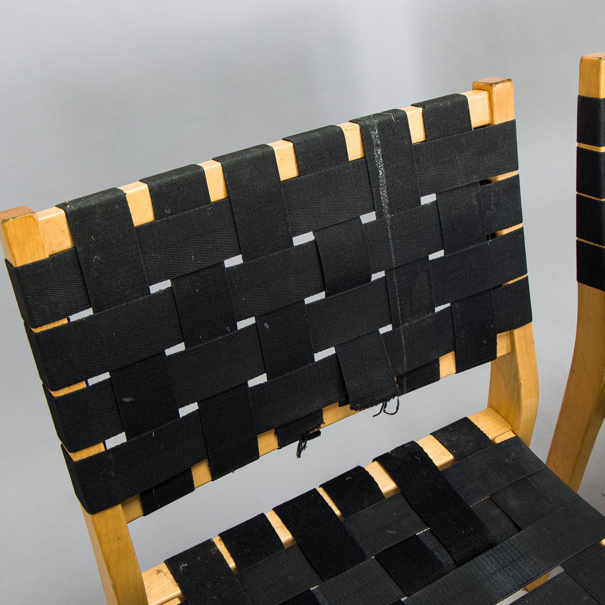 Alvar Aalto, tuolia, 6 kpl, malli 611, 1900-luvun loppu.