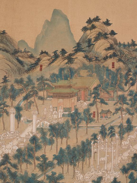 A long scroll painting by unknown Chinese artist, Qing dynasty/early 20th Century.