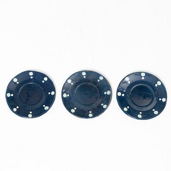 Alfred William Finch, äggkoppar, 10 st samt fat, 3, st, Iris, Finland, omkring år 1900.