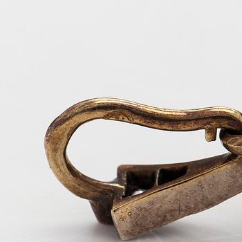 Brosch/hänge, silver och guld med gammalslipade och rosenslipade diamanter.