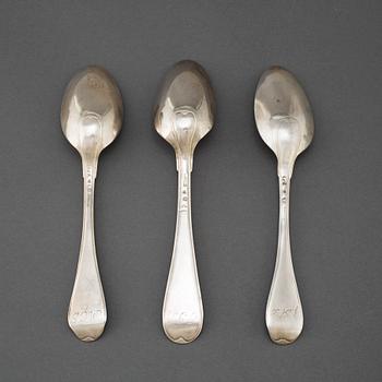 Three Swedish silver spoons, 1790 and 1792.