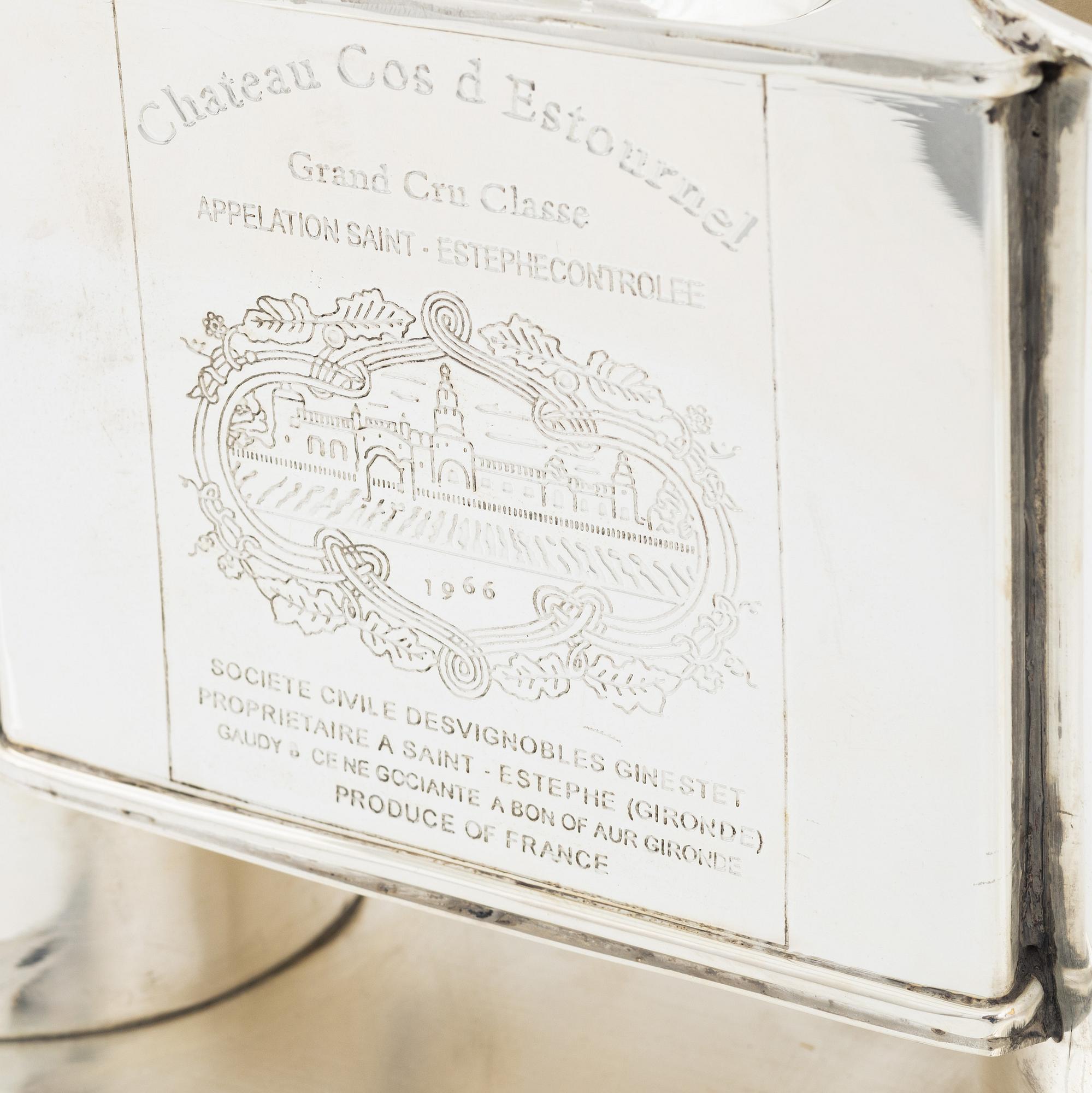 A contemporary champagne cooler for two bottles.