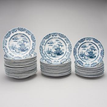 MATSERVIS, 57 delar, porslin, "Canton", Florentine China -serien,  England, 1800-tal.