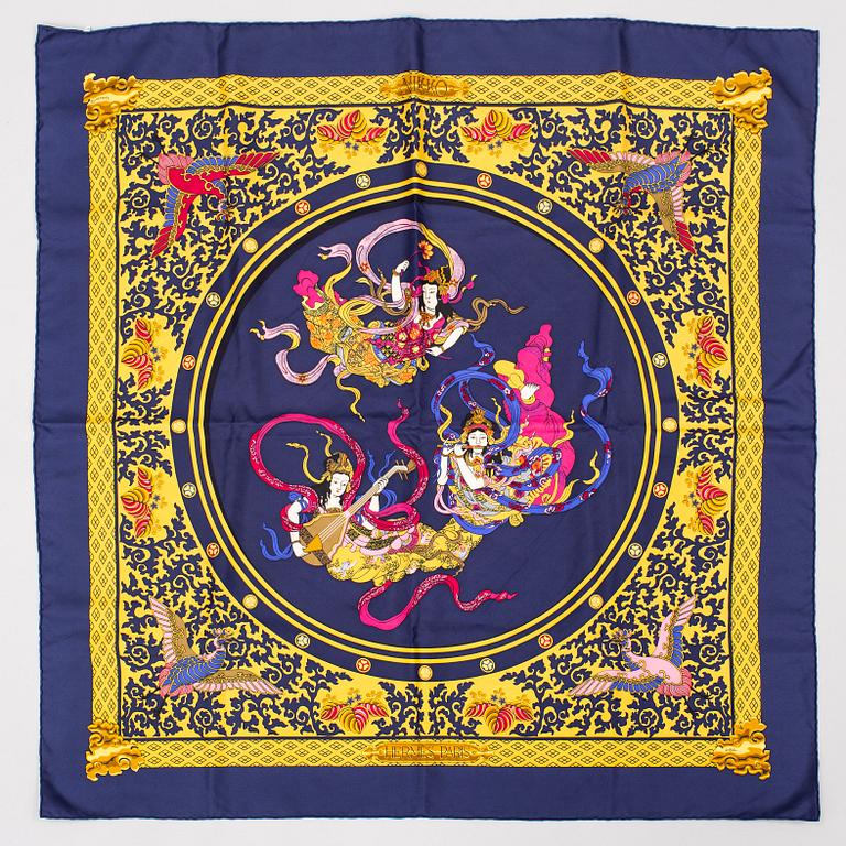 HERMÈS, 2 silk scarves, 'Nikko' & 'L'hiver'.