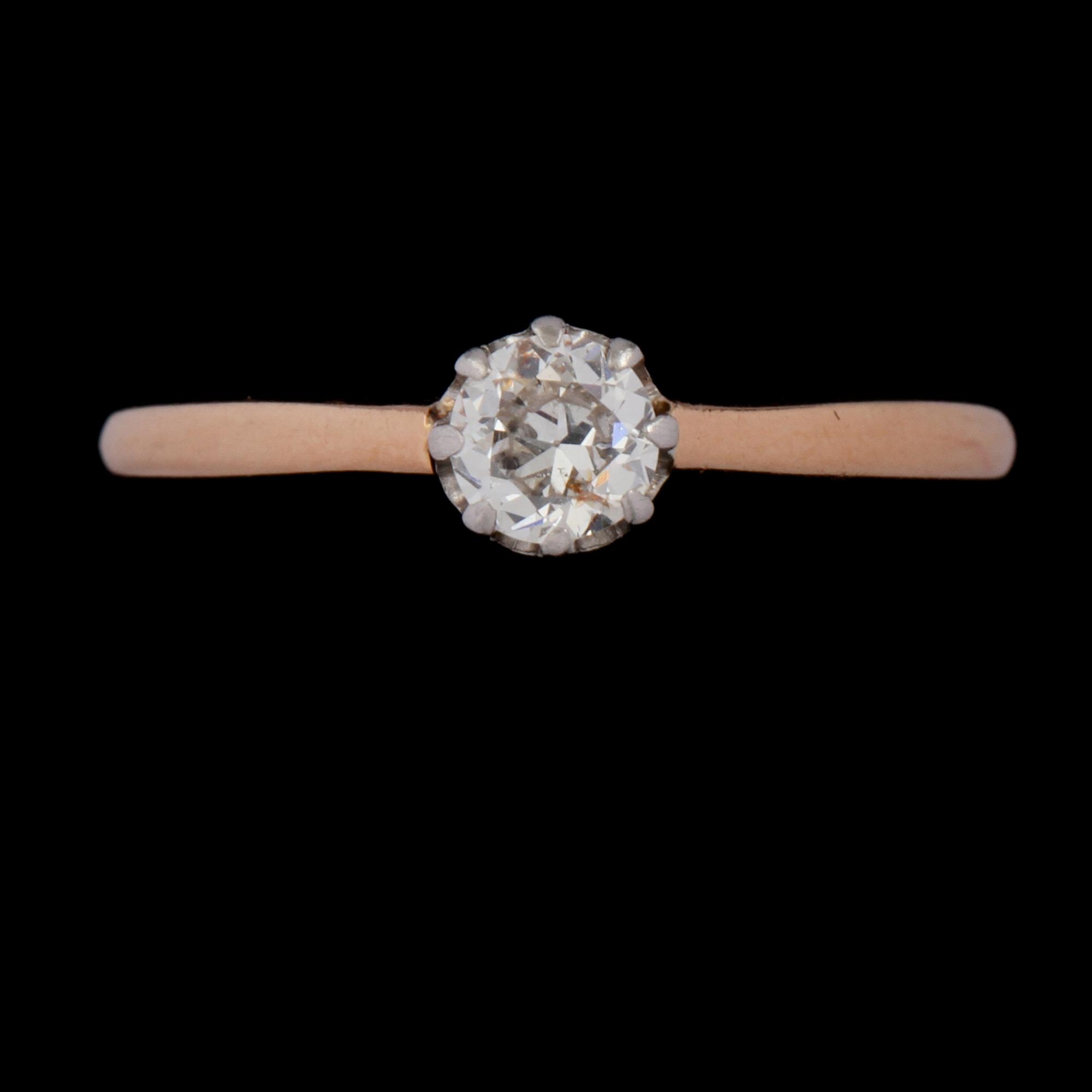 RING, 18k guld med äldre briljantslipad diamant, ca 0.20 ct, H Karefelt, Stockholm, 1926. Vikt 2 g.