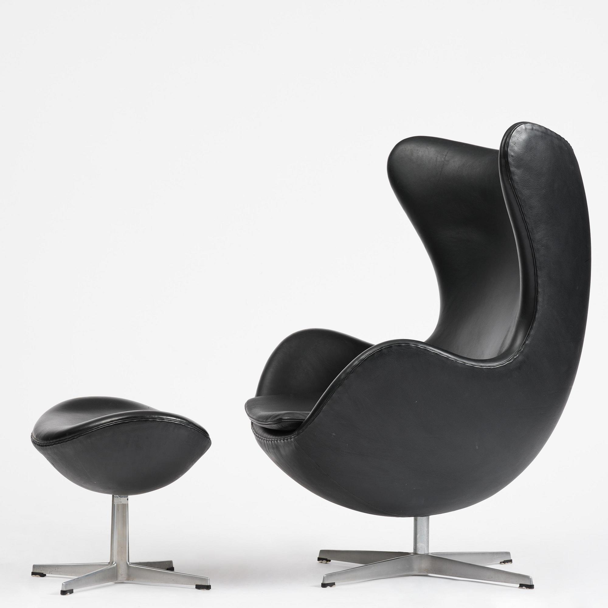 Arne Jacobsen, an "Egg" chair with ottoman, Fritz Hansen, Denmark, 2001.