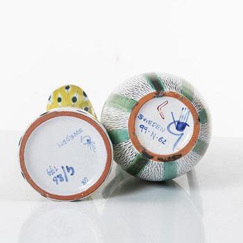 Stig Lindberg, a jug and a vase, Gustavsberg studio, mid-20th century.