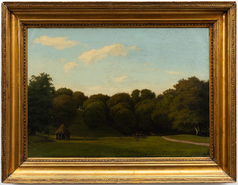 Axel Thorsen Schovelin, Park landscape with deer.