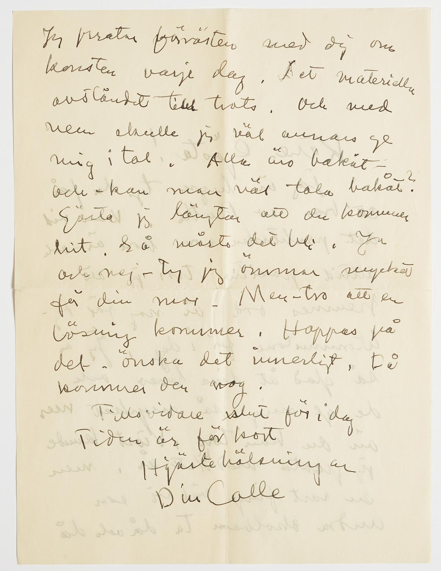 LETTERS, 2, from Carl and Ruth Kylberg in Stockholm to GAN (Gösta Adrian-Nilsson) in Lund. Undated.