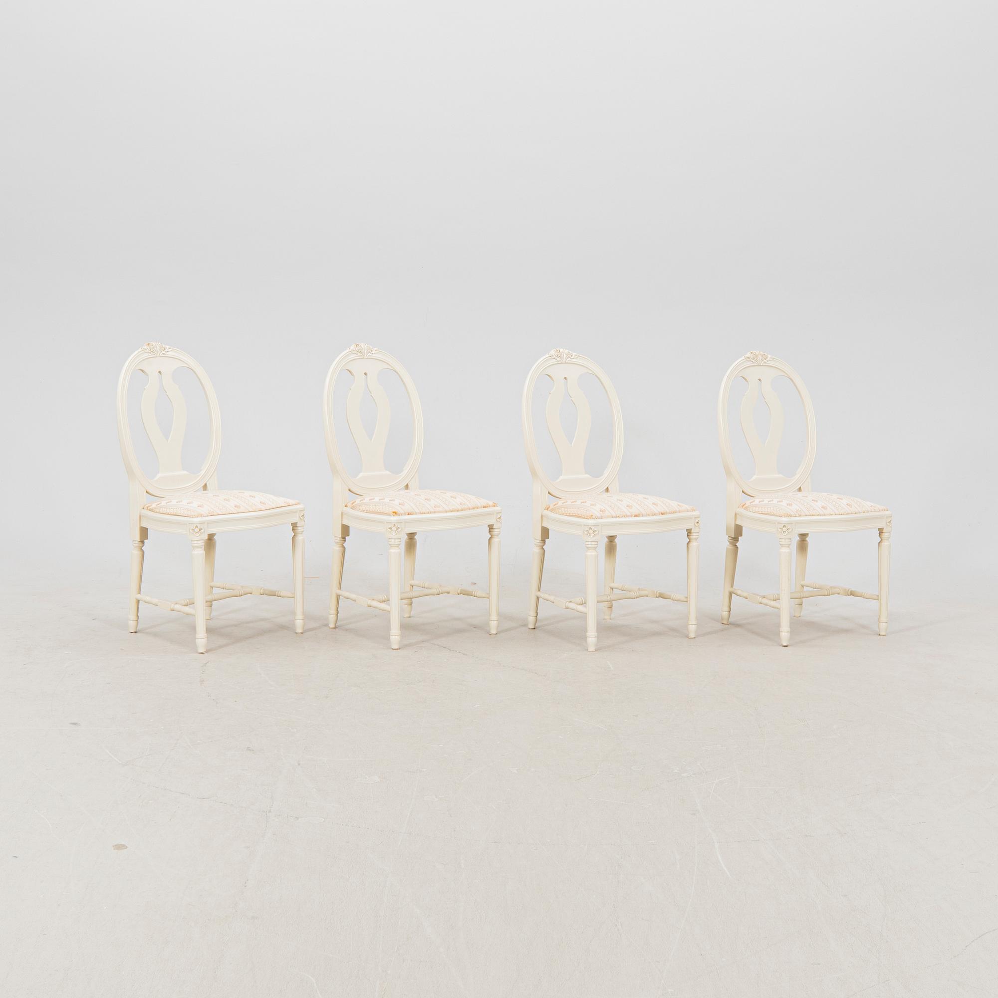 A late 20th century painted Gustavian style 5 pcs dining suit.