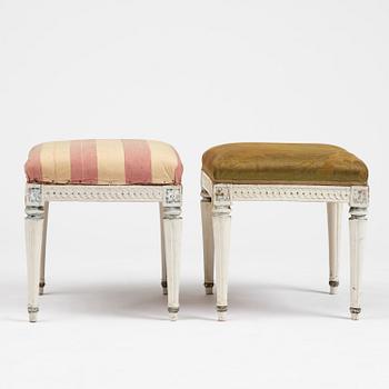 A pair of Gustavian stools by J. E. Höglander (master in Stockholm 1777-1813).