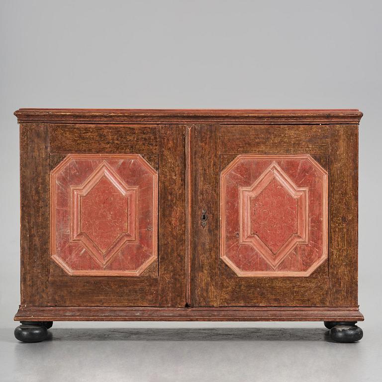 A Swedish polychrome-painted baroque cupboard, late 17th century / circa 1700.