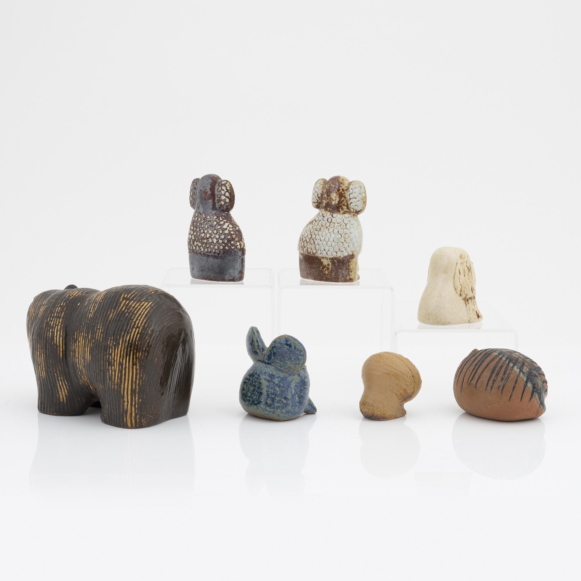 Lisa Larson, figuriner 7 st, stengods, Gustavsberg.