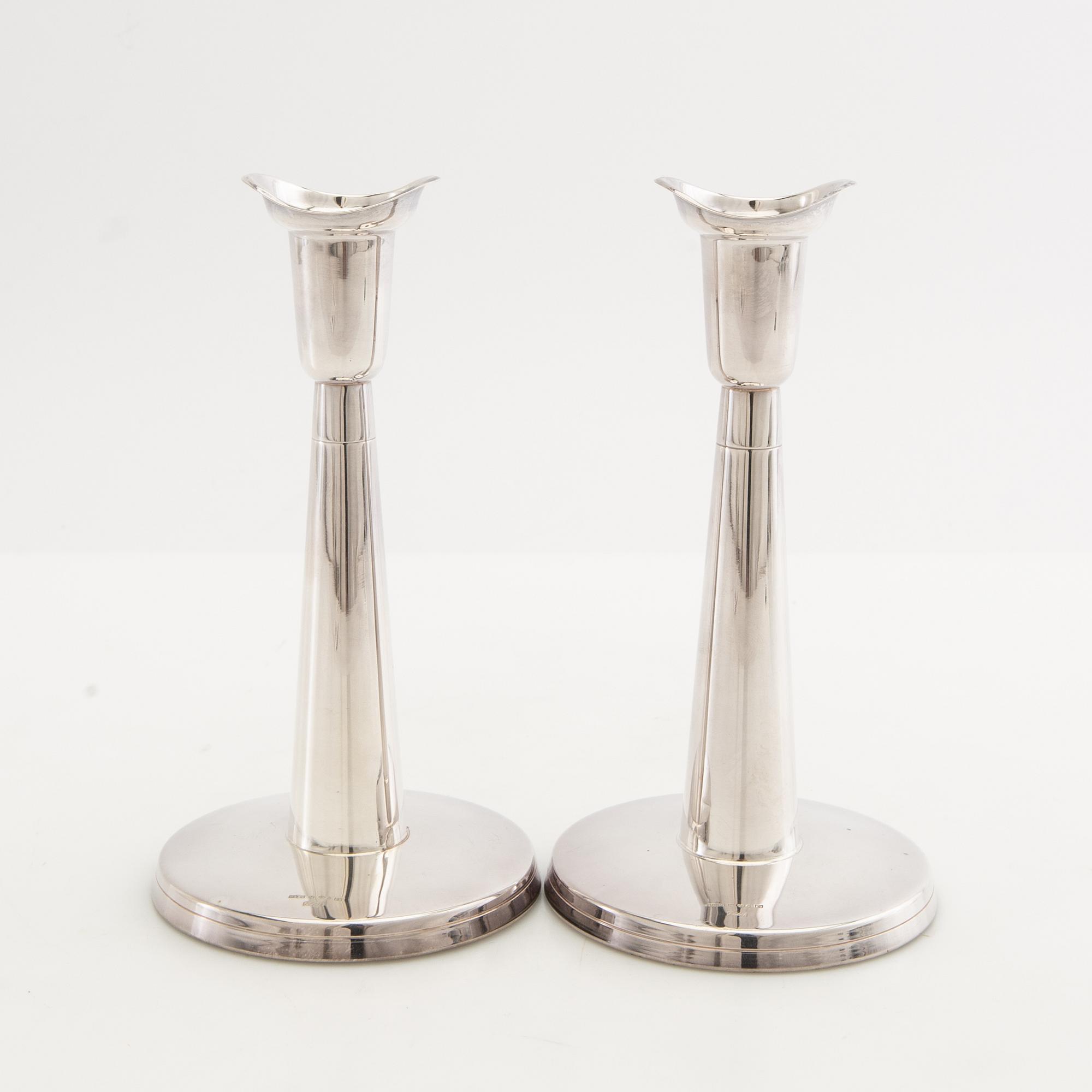 Tore Eldh, candlesticks, a pair, silver, Cesons, Gothenburg, 1965.