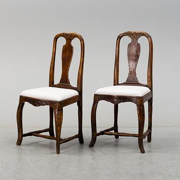 Two Rococo chairs, 18th century.