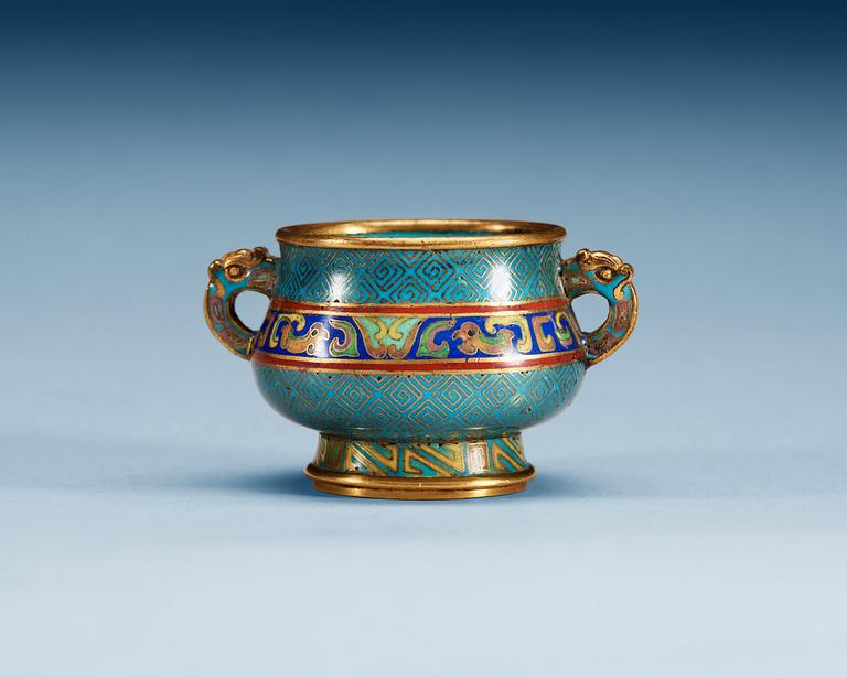 A minature cloisonne censer, Qing dynasty 18th/19th Century.
